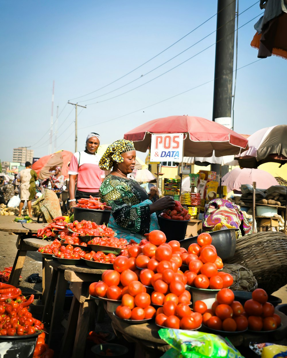 Vendors at a fresh produce market